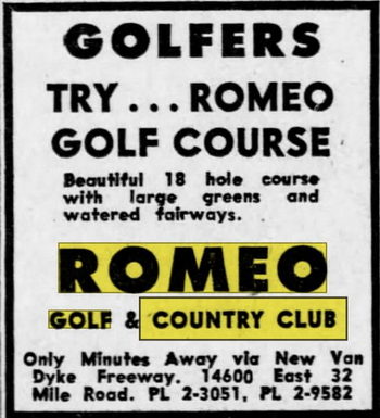 Romeo Golf & Country Club - May 1966 Ad